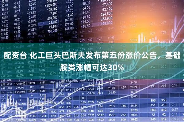 配资台 化工巨头巴斯夫发布第五份涨价公告，基础胺类涨幅可达30%