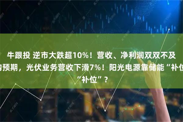 牛跟投 逆市大跌超10%！营收、净利润双双不及机构预期，光伏业务营收下滑7%！阳光电源靠储能“补位”？