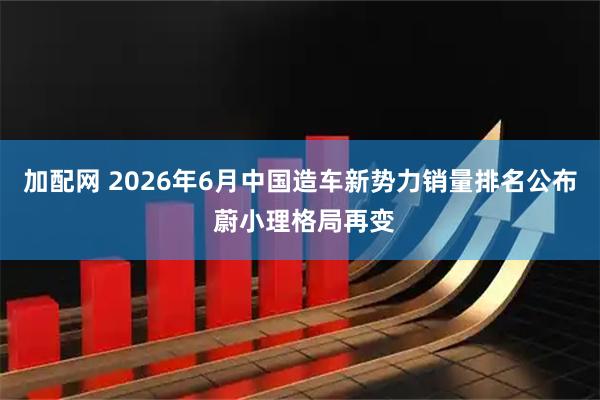 加配网 2026年6月中国造车新势力销量排名公布 蔚小理格局再变