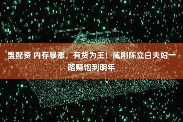 盟配资 内存暴涨，有货为王！威刚陈立白夫妇一路赚饱到明年